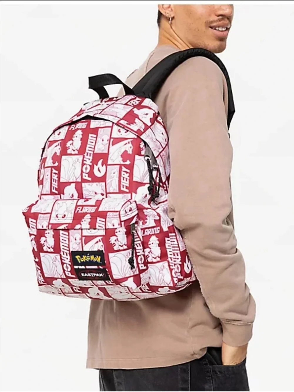 EASTPAK x Pokémon Graphic Print Backpack Red/White Zip Front Pocket Bottle